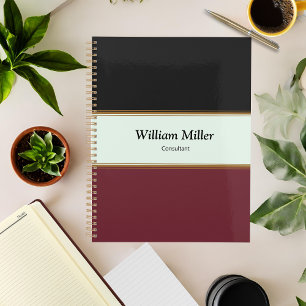 Moderne Minimalistische Black Maroon Stripes Planer