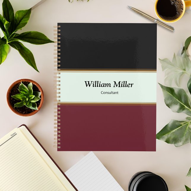 Moderne Minimalistische Black Maroon Stripes Planer (Von Creator hochgeladen)