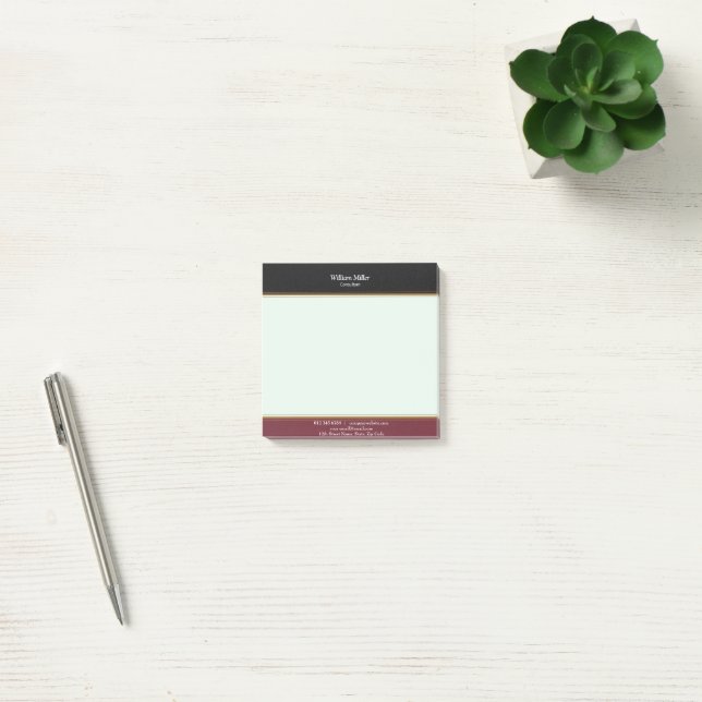 Moderne Minimalistische Black Maroon Stripes Post-it Klebezettel (Büro)