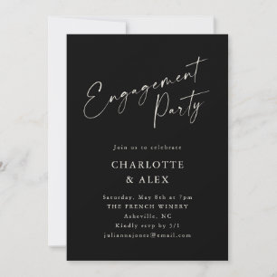 Moderne Minimalistische Black Script-Engagement Pa Einladung