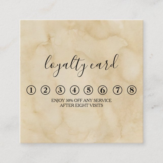 Moderne Minimalistische Black & White Loyalty Card Quadratische Visitenkarte (Vorderseite)