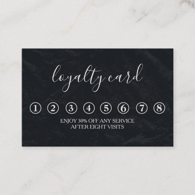 Moderne Minimalistische Black & White Loyalty Card Visitenkarte (Vorderseite)