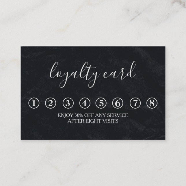 Moderne Minimalistische Black & White Loyalty Card Visitenkarte (Vorderseite)