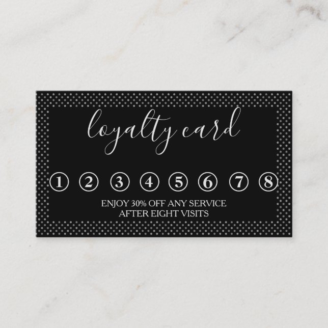 Moderne Minimalistische Black & White Loyalty Card Visitenkarte (Vorderseite)