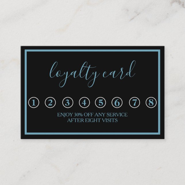 Moderne Minimalistische Black & White Loyalty Card Visitenkarte (Vorderseite)