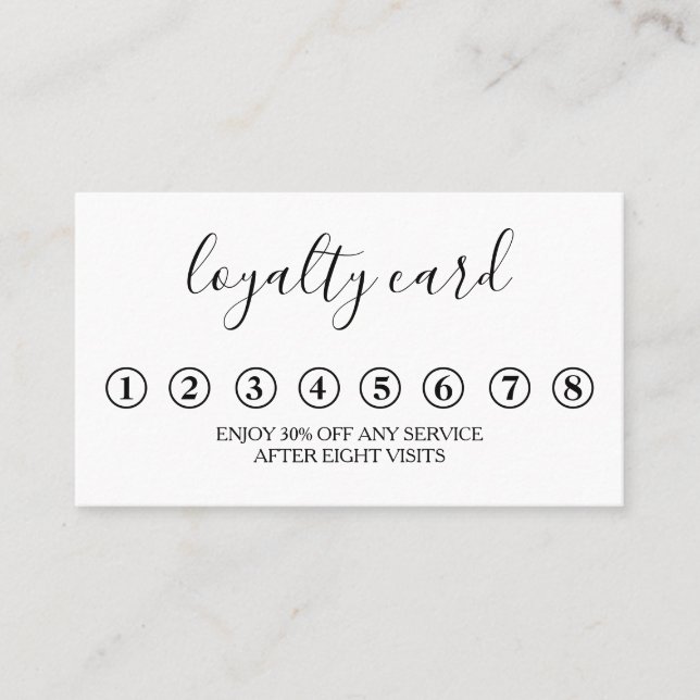 Moderne Minimalistische Black & White Loyalty Card Visitenkarte (Vorderseite)
