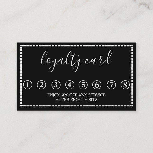 Moderne Minimalistische Black & White Loyalty Card Visitenkarte (Vorderseite)