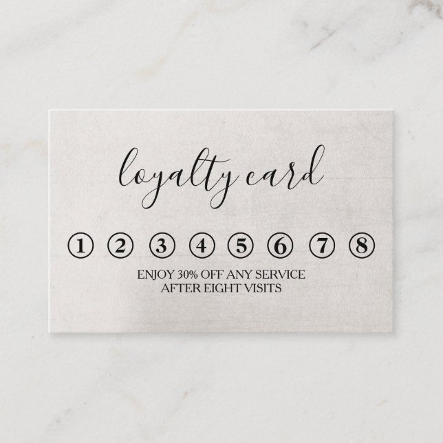 Moderne Minimalistische Black & White Loyalty Card Visitenkarte (Vorderseite)