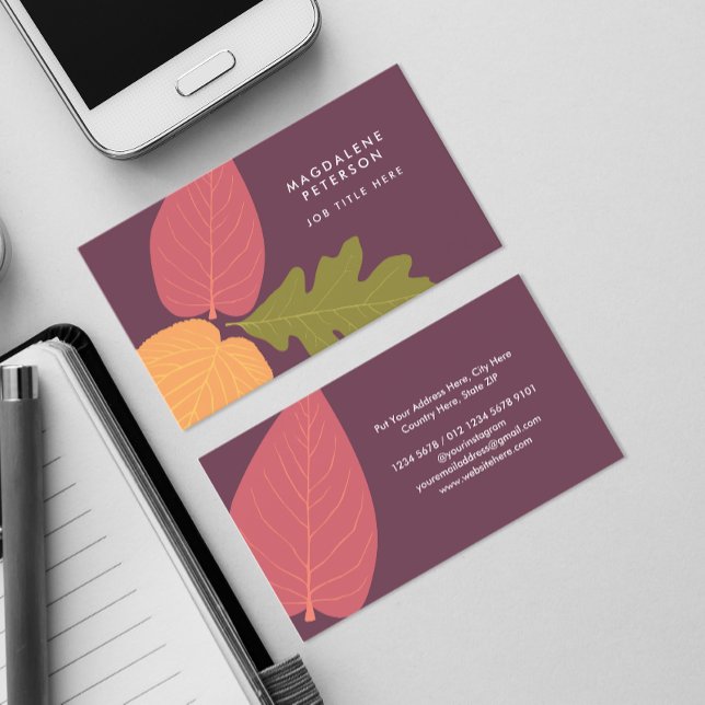 Moderne Minimalistische Blätter Grafische Naturfar Visitenkarte (Von Creator hochgeladen)