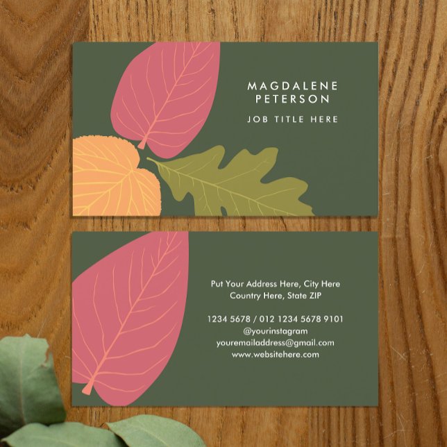 Moderne Minimalistische Blätter Grafische Naturfar Visitenkarte (Von Creator hochgeladen)