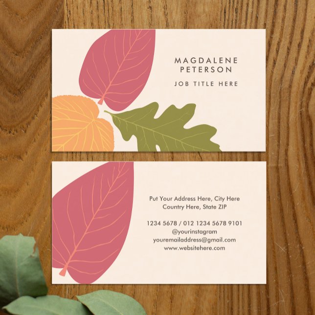 Moderne Minimalistische Blätter Grafische Naturfar Visitenkarte (Von Creator hochgeladen)