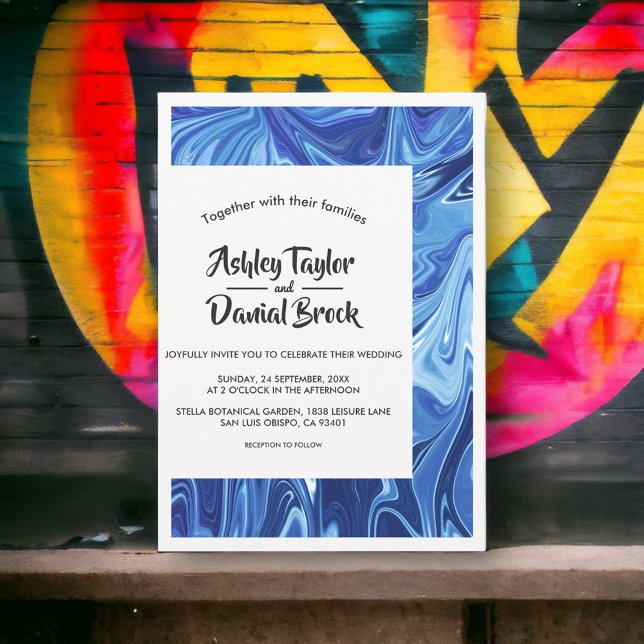 Moderne Minimalistische blaue Abstrakte Kunstkriti Einladung (Von Creator hochgeladen)