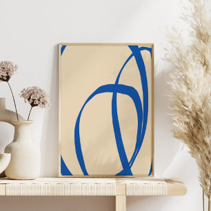 Moderne Minimalistische Blaue Abstrakte Linie Kuns Poster