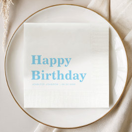 Moderne minimalistische blaue Geburtstagsfeier Serviette
