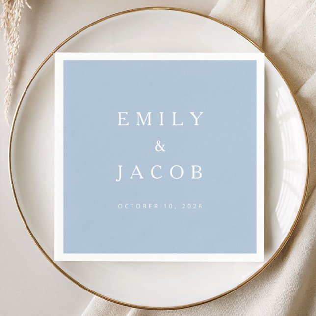 Moderne minimalistische blaue Hochzeit Serviette (Modern Minimalist Blue Wedding Napkins)