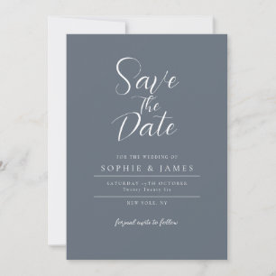 Moderne Minimalistische blaue Hochzeit spart das D Einladung