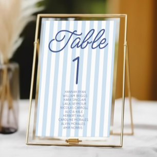 Moderne Minimalistische Blaue Streifen Hochzeit Tischnummer