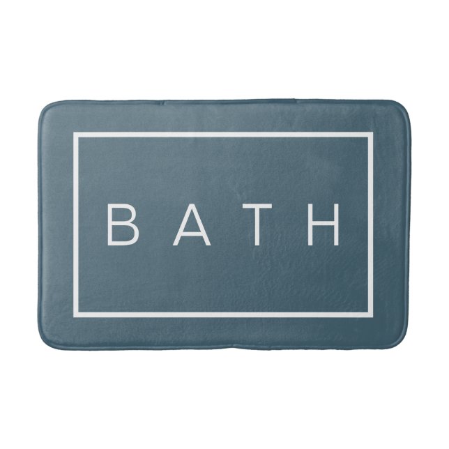 Moderne Minimalistische, blaue Typografie Badematte (Vorderseite)