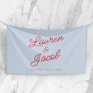 Moderne Minimalistische Blaue und Rote Hochzeit Banner