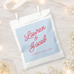 Moderne Minimalistische Blaue und Rote Hochzeit Geschenktütchen