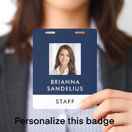 Moderne minimalistische blaue und weiße Foto-ID fü Ausweis