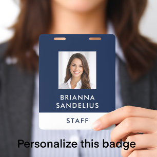 Moderne minimalistische blaue und weiße Foto-ID fü Ausweis