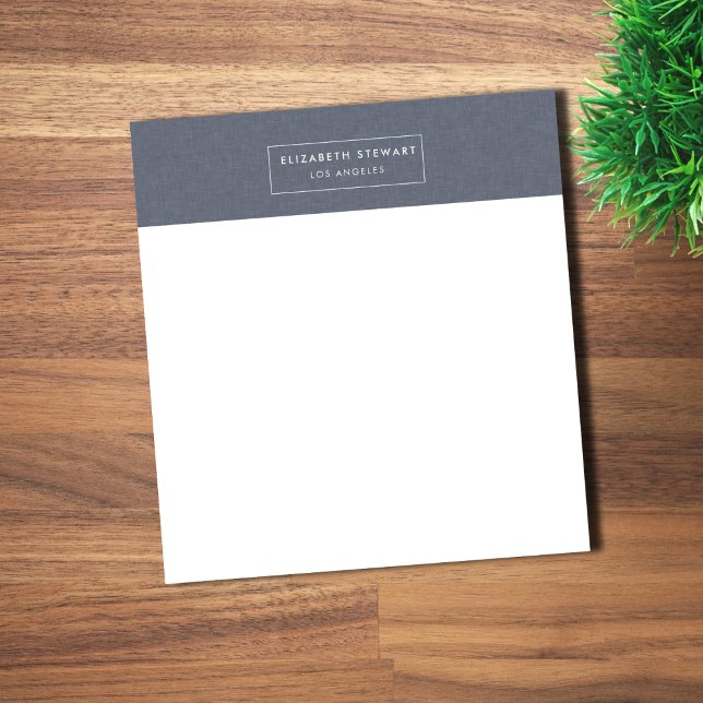 Moderne Minimalistische Blauen Linen und Elfenbein Notizblock (Von Creator hochgeladen)