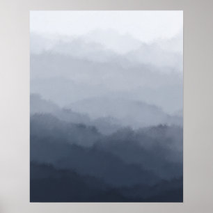Moderne Minimalistische Blaugebirge Abstrakt Poster