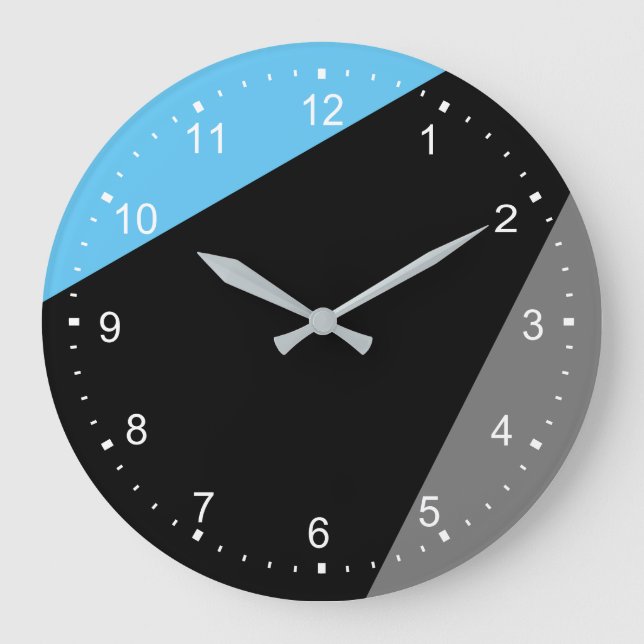 Moderne Minimalistische blaugraue, große Uhr (Vorderseite)