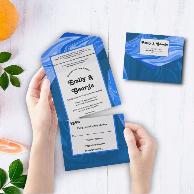 Moderne Minimalistische Blauwellen für Abstrakte H All In One Einladung (Von Creator hochgeladen)