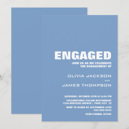 Moderne Minimalistische Blue Engagement Party Einladung