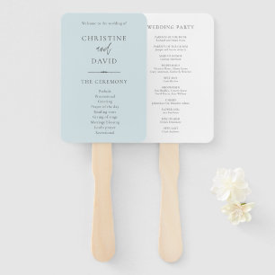 Moderne Minimalistische Blue Wedding Programme Fächer