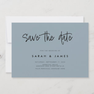 Moderne Minimalistische Blue Wedding rettet das Da Save The Date
