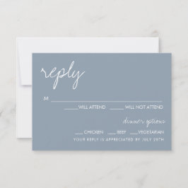 Moderne Minimalistische Blue Wedding RSVP Card Einladung