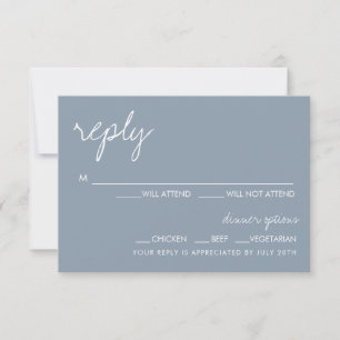 Moderne Minimalistische Blue Wedding RSVP Card Einladung
