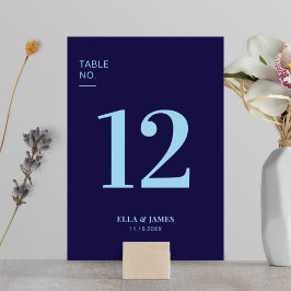 Moderne Minimalistische Blue Wedding Tischnummer