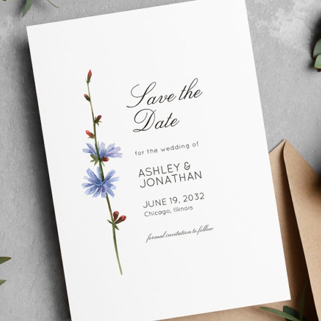 Moderne Minimalistische Blumen-Detail-Hochzeit Save The Date (Von Creator hochgeladen)