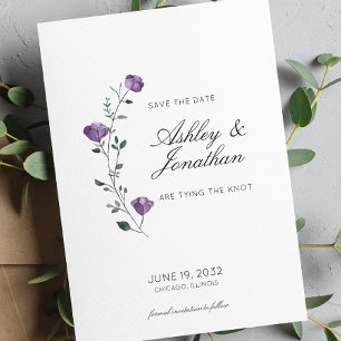 Moderne Minimalistische Blumen-Detail-Hochzeit Save The Date