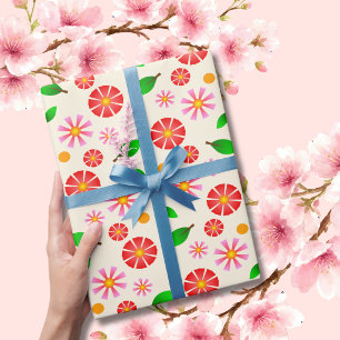 Moderne minimalistische Blumengestaltung creme Geschenkpapier