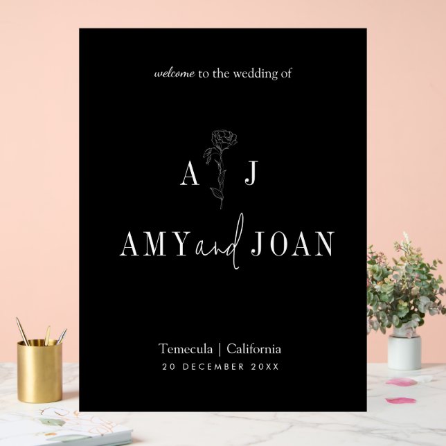 Moderne Minimalistische Blumenhochzeit Willkommen Acrylschild (Hochzeit)