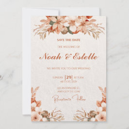 Moderne Minimalistische Blumenschrift Hochzeit Einladung