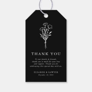 Moderne Minimalistische Blumenstrauß Black Wedding Geschenkanhänger