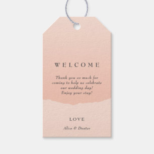 Moderne Minimalistische Blush Wedding Begrüßungsta Geschenkanhänger