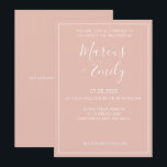 Moderne Minimalistische Blush & White Wedding Einladung<br><div class="desc">Hübsche,  moderne,  minimalistische und trendige Hochzeitsfeier mit rosa Hintergrund und weißen,  anpassbaren Textblöcken in modernen Schriftart</div>