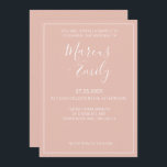 Moderne Minimalistische Blush & White Wedding Einladung<br><div class="desc">Hübsche,  moderne,  minimalistische und trendige Hochzeitsfeier mit rosa Hintergrund und weißen,  anpassbaren Textblöcken in modernen Schriftart</div>
