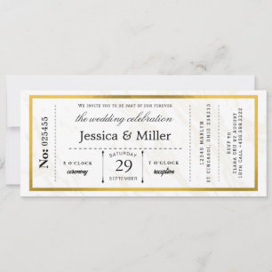 Moderne minimalistische Boarding-Pass-Hochzeitsein Einladung