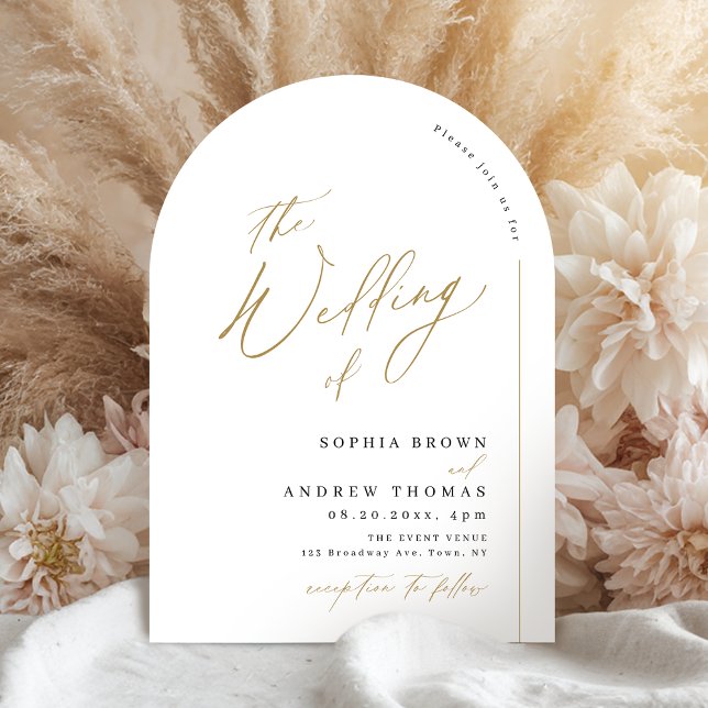 Moderne, minimalistische Bogenhochzeit Einladung (Elegant modern script minimalist arch wedding invitation)