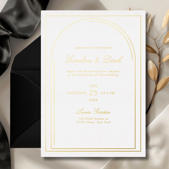Moderne Minimalistische Bogenhochzeit Folieneinladung (Modern Minimalist Arch Border Wedding Foil Invitation. Avaible in Gold, Rose-Gold & Silver.)