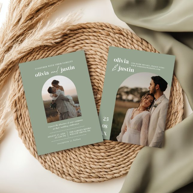 Moderne Minimalistische Boho Arch Foto Hochzeit Einladung (Von Creator hochgeladen)