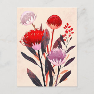 Moderne minimalistische Boho-Blumen Botanik Ankündigungspostkarte